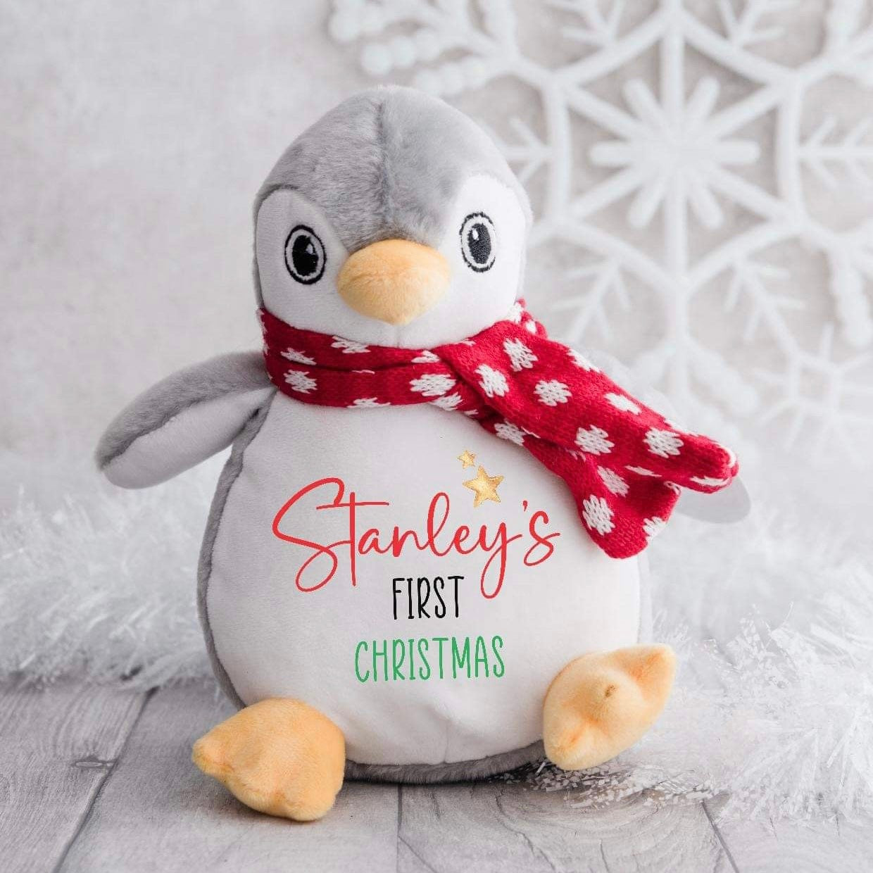 Personalised First Christmas Penguin Soft Toy