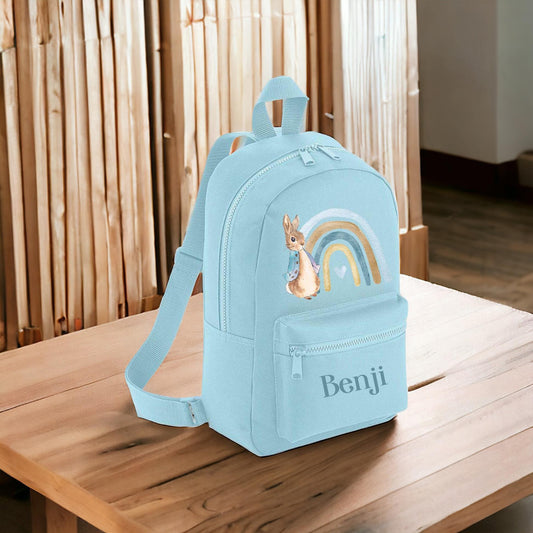 Personalised Blue Rabbit Backpack