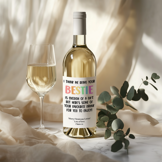 Personalised Bestie Wine Bottle Label