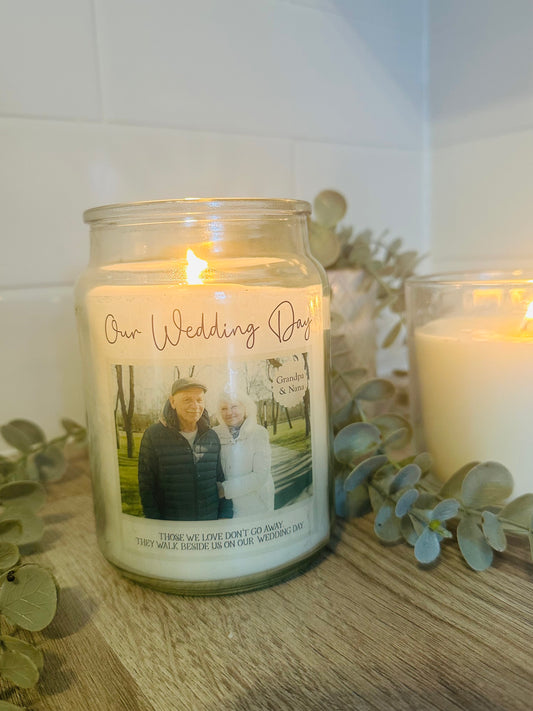 Personalised Wedding Memorial Candle Label Cursive Text