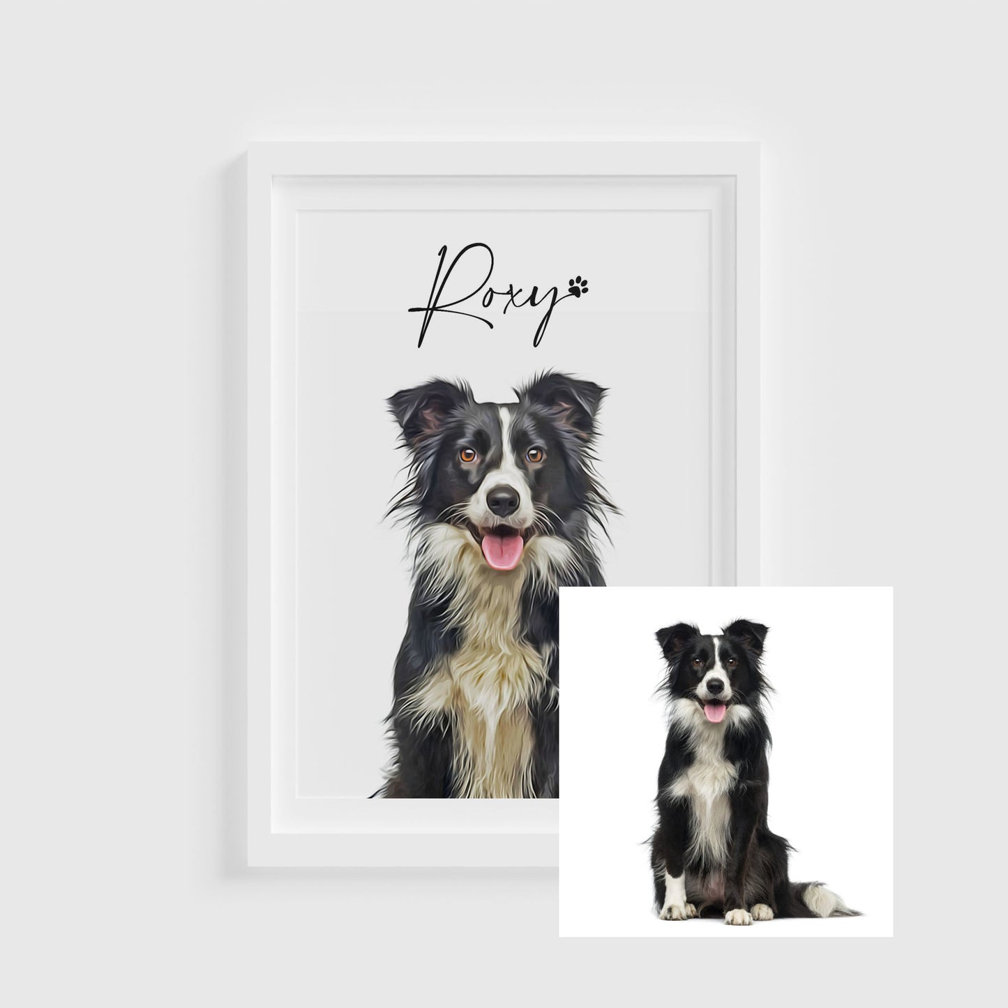 Personalised Pet Portrait Plain Colour Background Print DIGITAL COPY