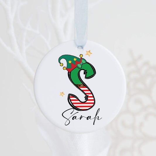 Christmas Elf Initial Ornament