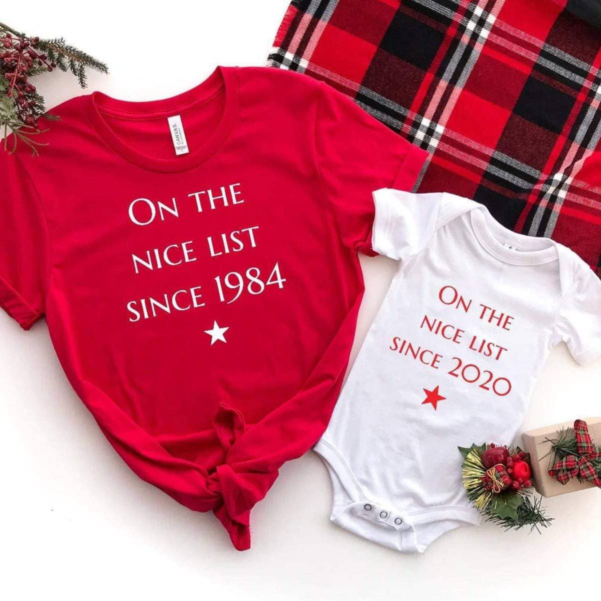 Personalised Matching Nice List Tshirt Set