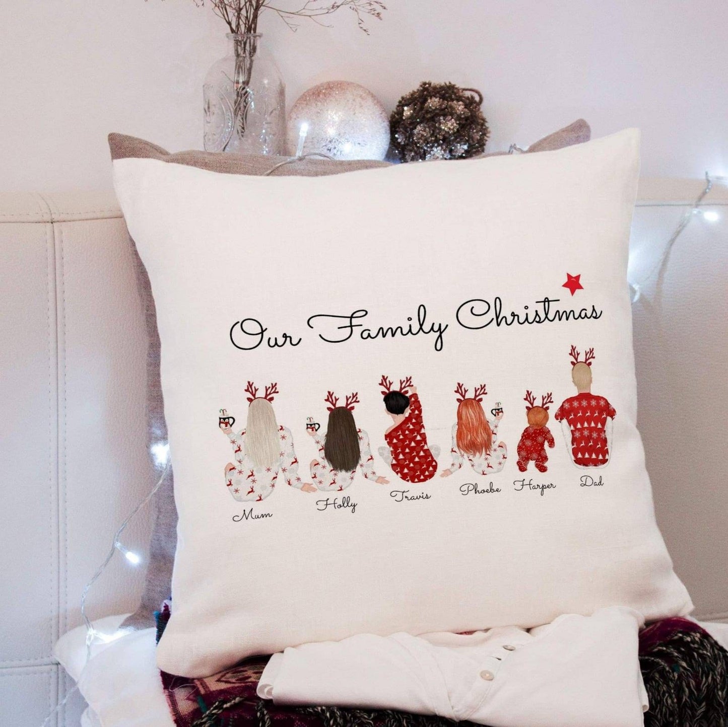 Personalised Christmas Onesie Family Cushion
