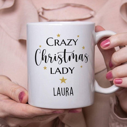 Personalised Crazy Christmas Lady Mug