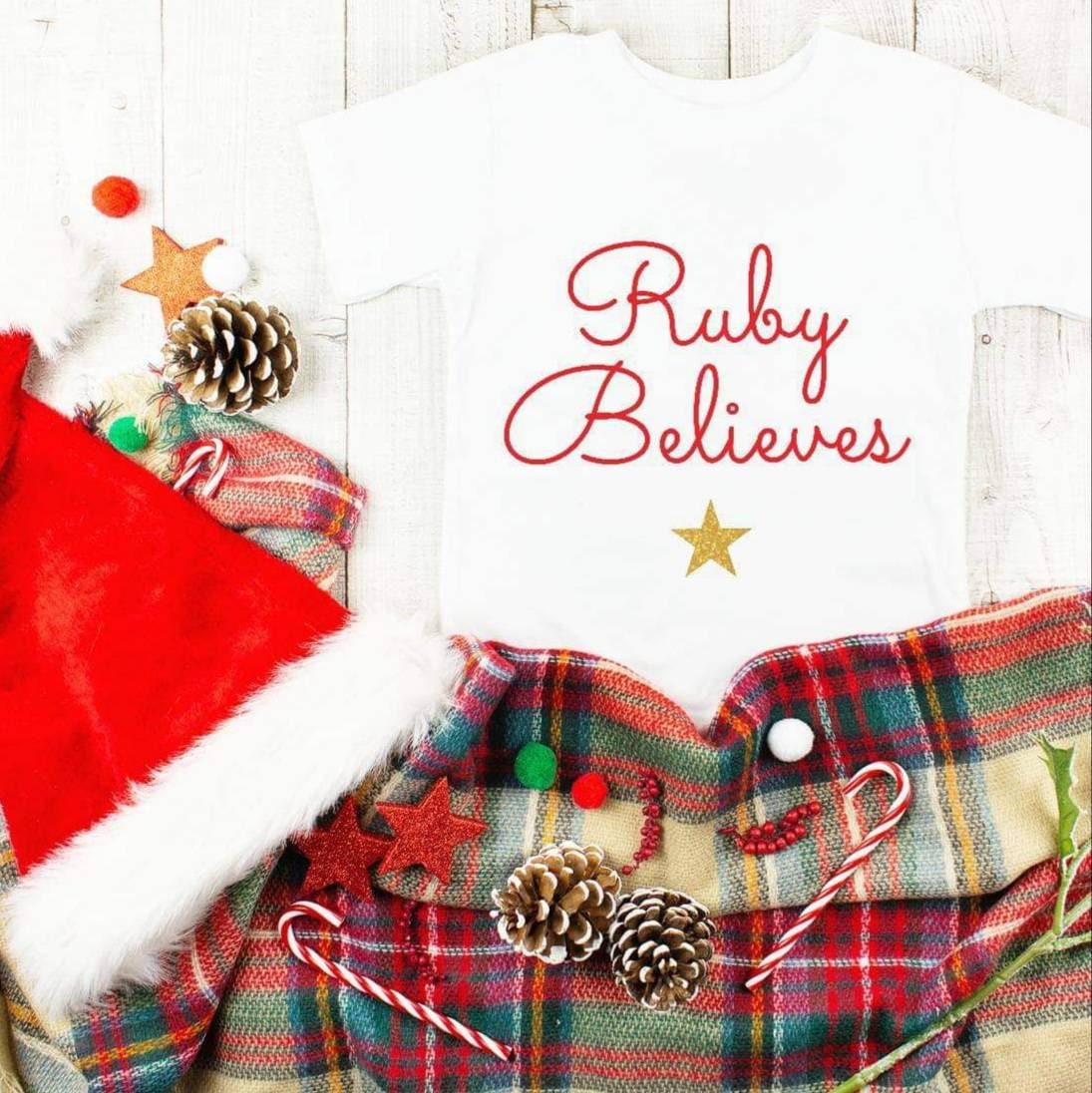 Personalised Christmas Believe Tshirt
