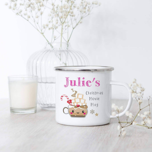 Personalised Christmas Movie Enamel Mug