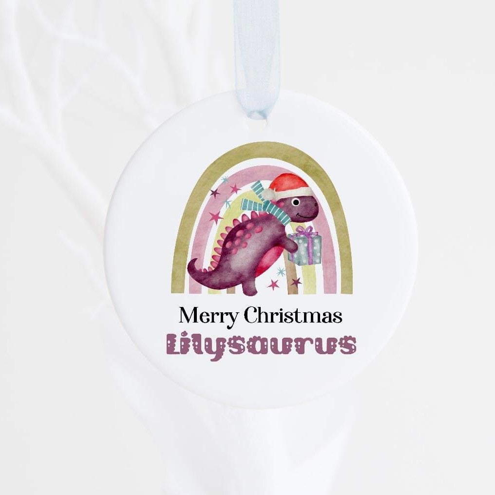 Personalised Christmas Dinosaur Ceramic Bauble