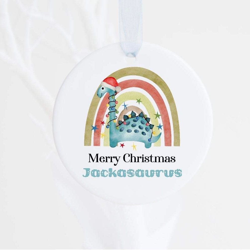 Personalised Christmas Dinosaur Ceramic Bauble