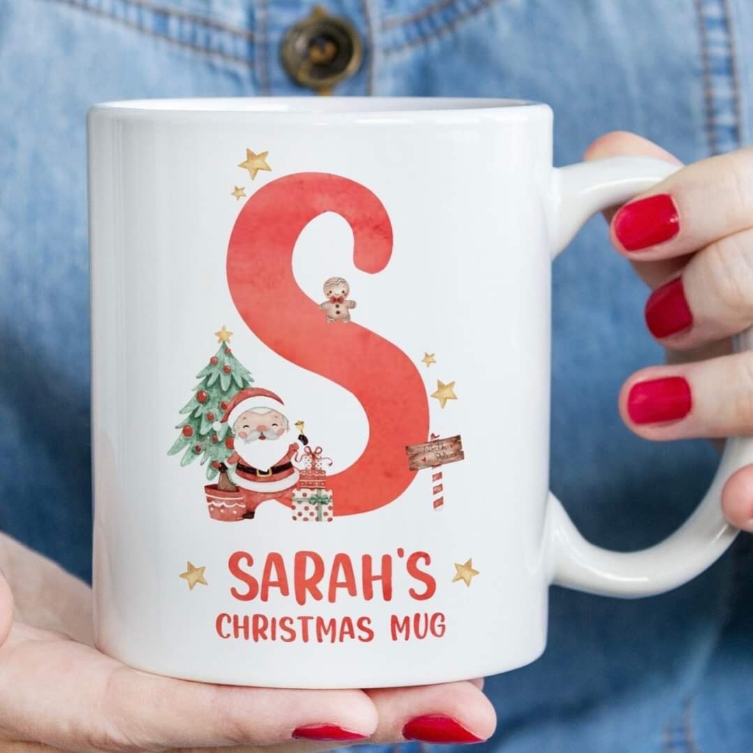 Personalised Christmas Initial Mug