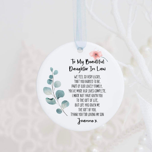 Personalised Daughter In Law Ceramic Bauble