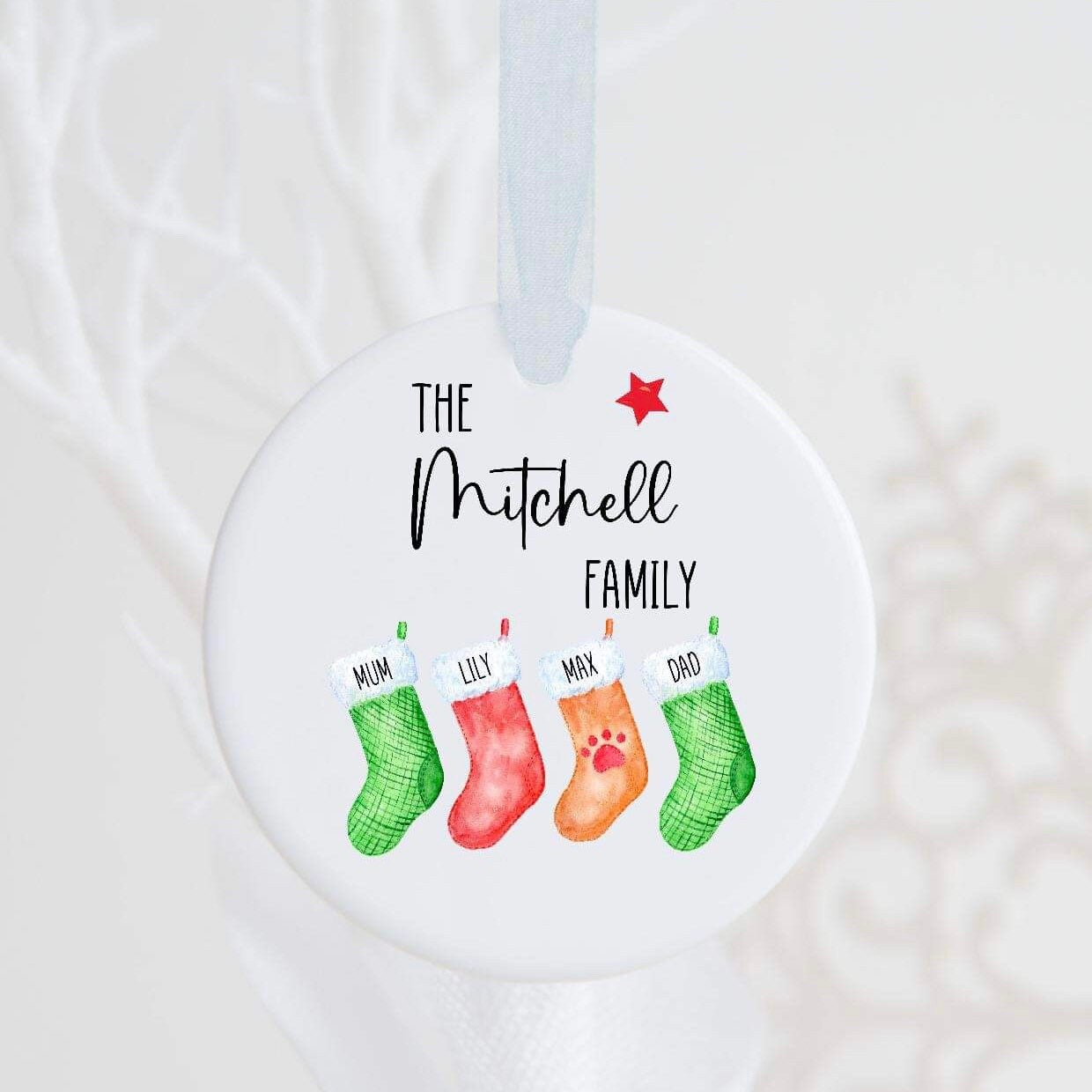 Personalised Christmas Stocking Ceramic Bauble