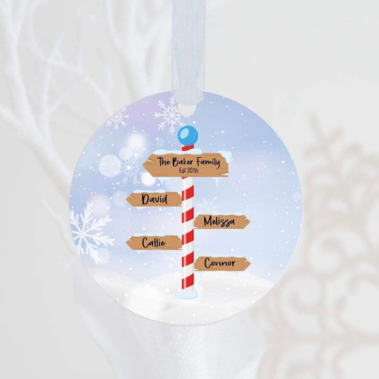 Personalised Christmas Signpost Ceramic Bauble