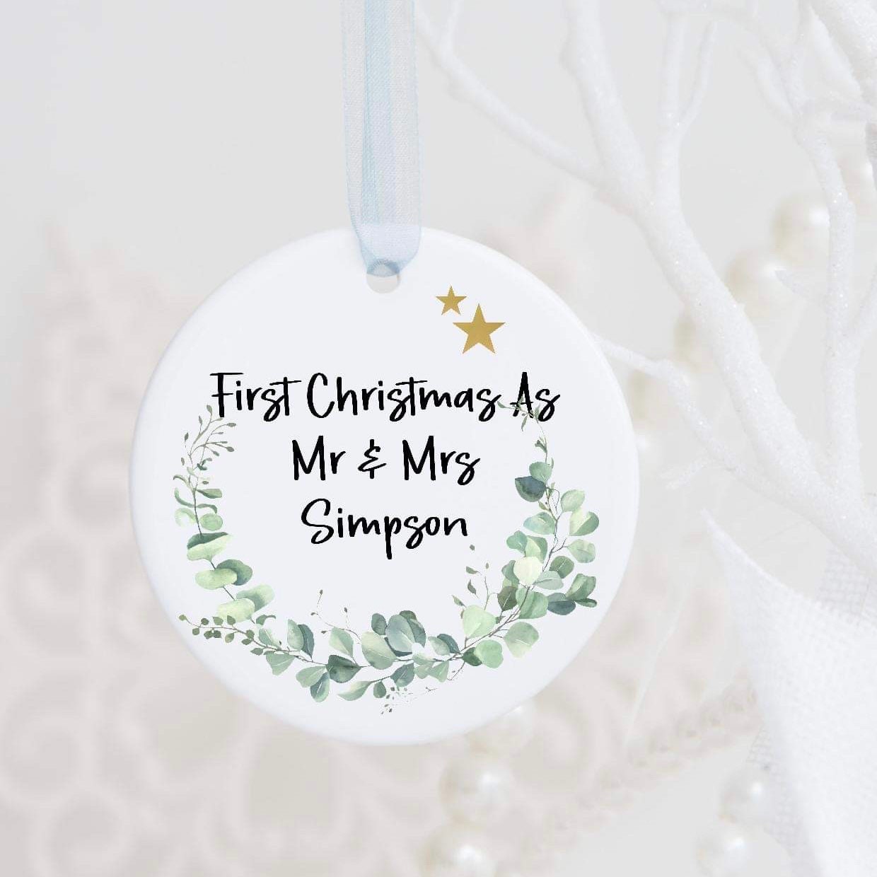 Personalised 1st Christmas As Mr & Mrs Ceramic Bauble