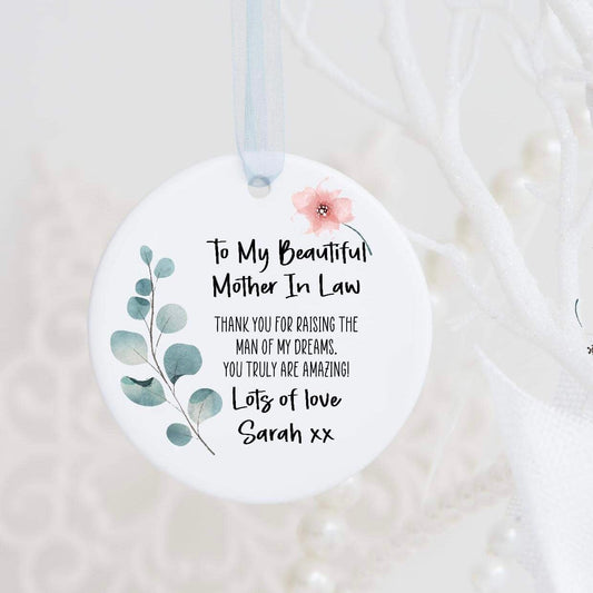 Personalised Mother In Law Ceramic Bauble