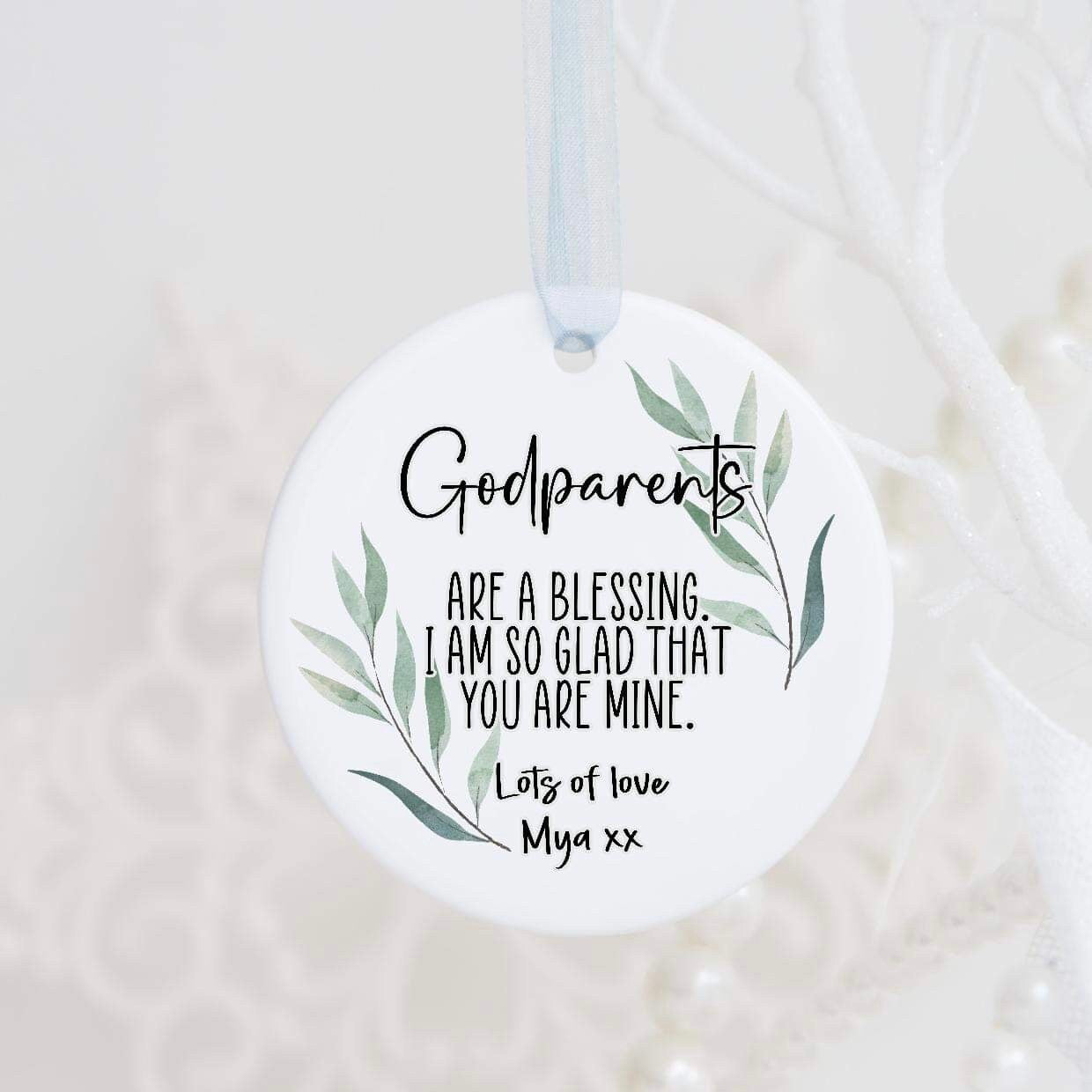 Personalised Godparents Ceramic Bauble