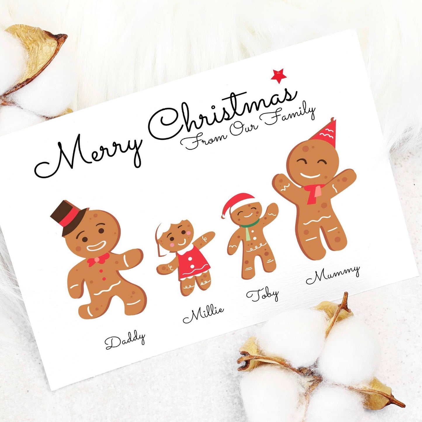 Personalised Christmas Gingerbread Card Pack of 10