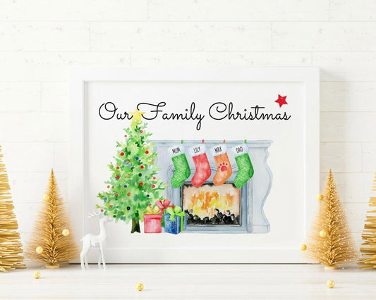 Personalised Christmas Stockings Family Print