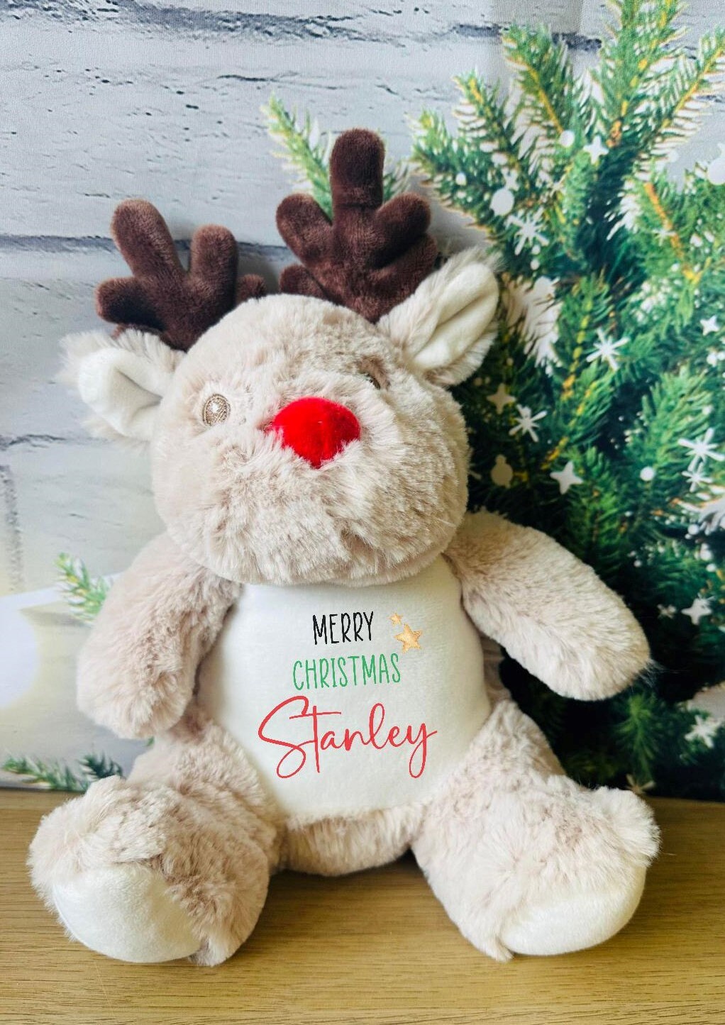 Personalised Christmas Reindeer 1st Christmas Soft Toy