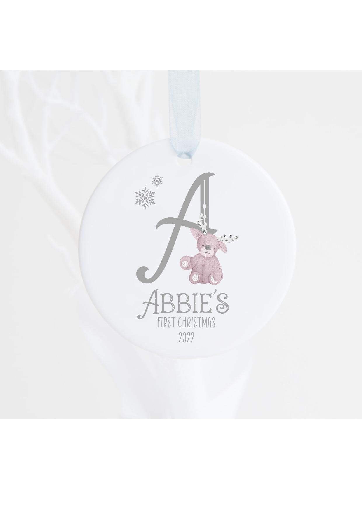 Personalised 1st Christmas Reindeer Ceramic Bauble