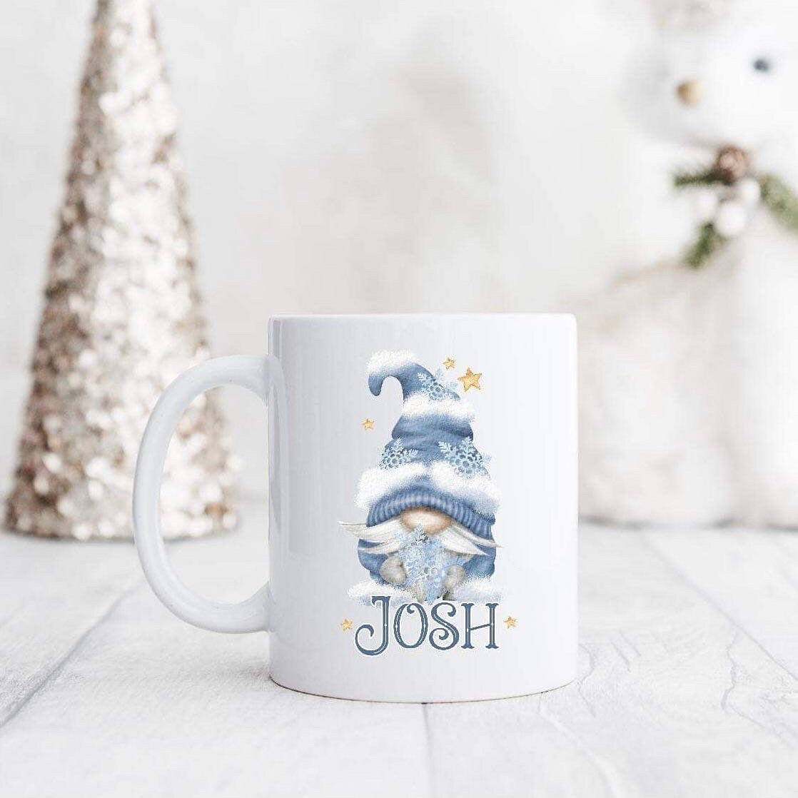 Personalised Christmas Grey Gonk Mug