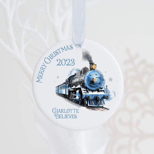 Personalised Christmas Train Ceramic Bauble